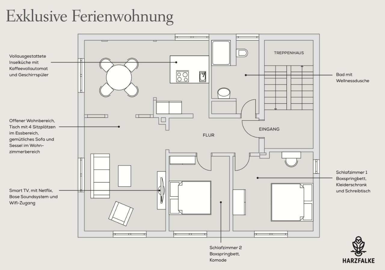 Harzfalke Apartment - Ankommen Und Wohlfuehlen. Wieda Buitenkant foto